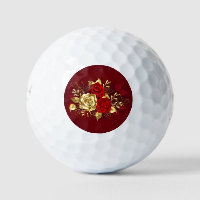 Drei Schmuckstücke Rose Golfball (Vorderseite)