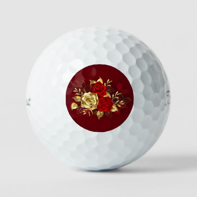 Drei Schmuckstücke Rose Golfball (Vorderseite)