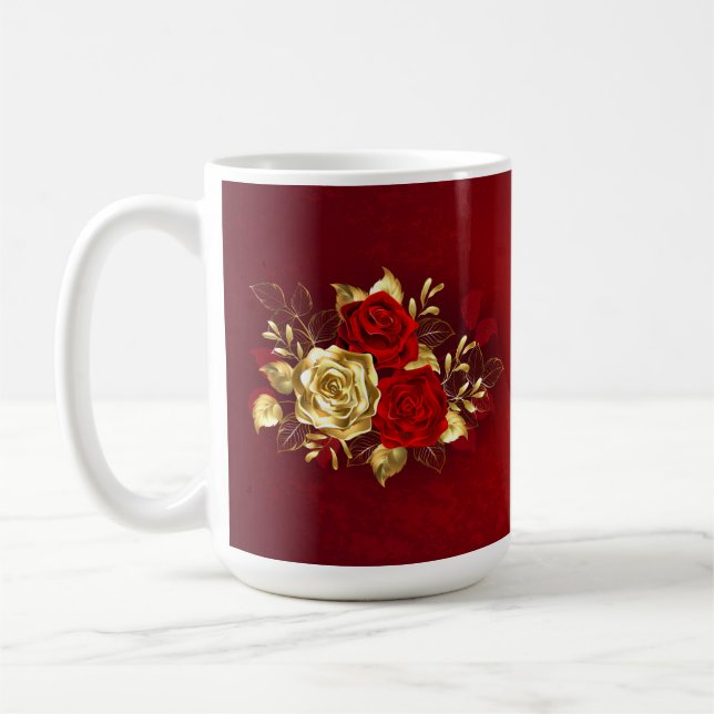 Drei Schmuckstücke Rose Kaffeetasse (Links)