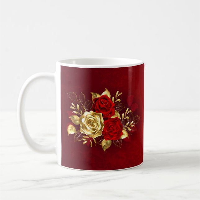 Drei Schmuckstücke Rose Kaffeetasse (Links)