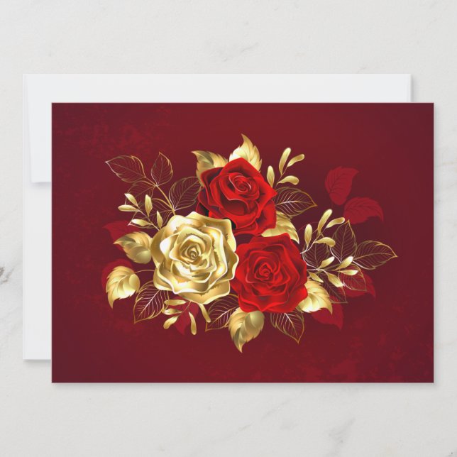 Drei Schmuckstücke Rose Karte (Vorderseite)