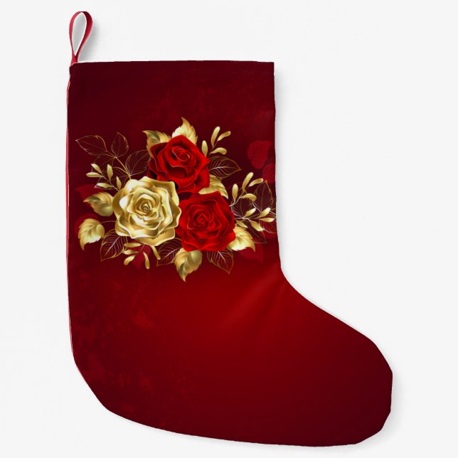 Drei Schmuckstücke Rose Kleiner Weihnachtsstrumpf (Vorderseite)