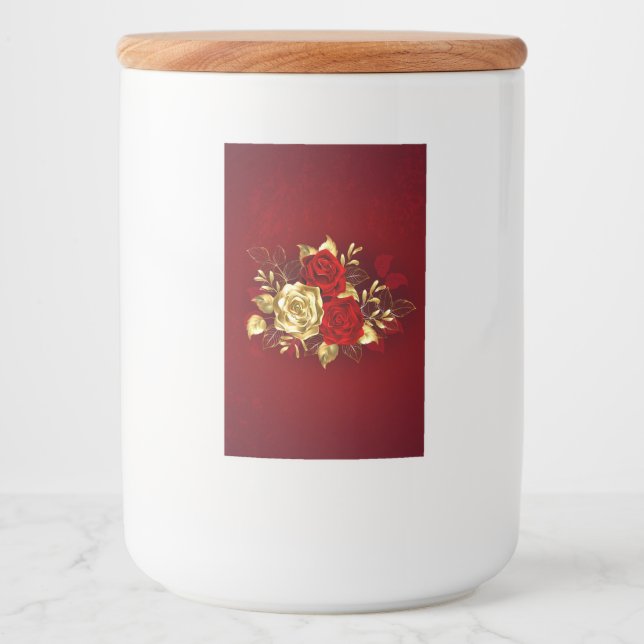 Drei Schmuckstücke Rose Lebensmitteletikett (Vorderseite)