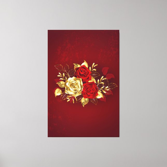 Drei Schmuckstücke Rose Leinwanddruck (Vorderseite)