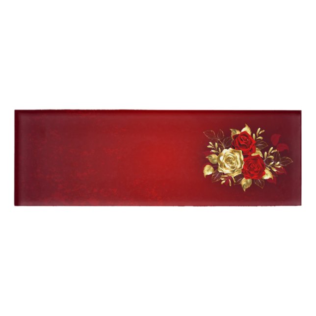 Drei Schmuckstücke Rose Namenschild (Vorderseite)