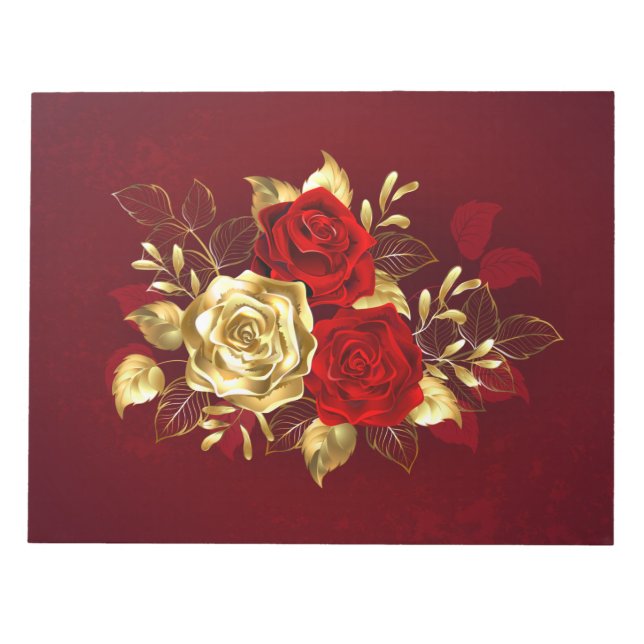 Drei Schmuckstücke Rose Notizblock (Vorderseite)