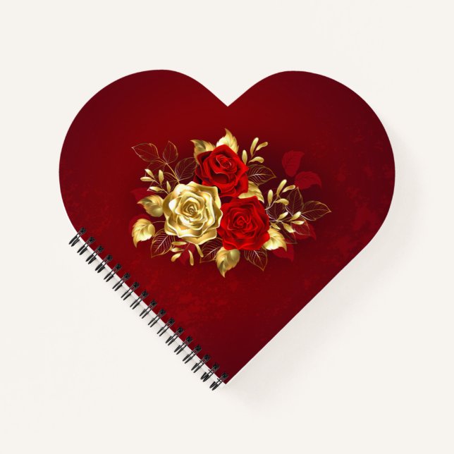 Drei Schmuckstücke Rose Notizbuch (Vorderseite)