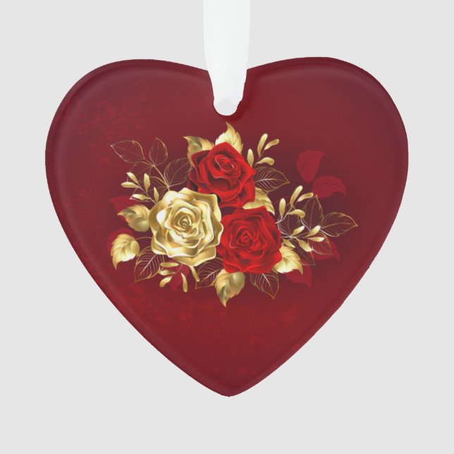 Drei Schmuckstücke Rose Ornament (Vorderseite)