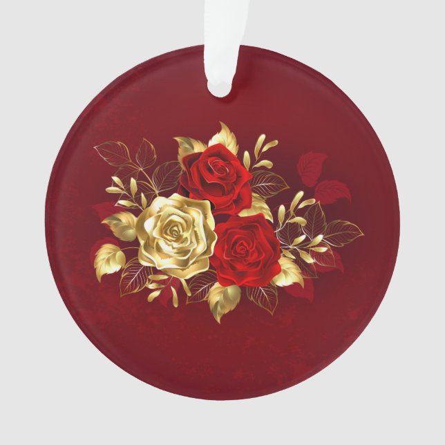 Drei Schmuckstücke Rose Ornament (Vorderseite)
