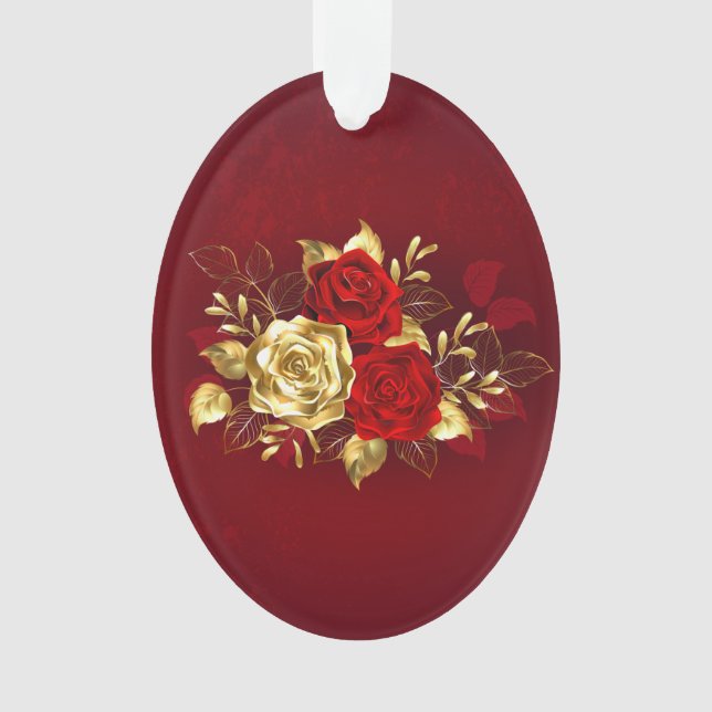 Drei Schmuckstücke Rose Ornament (Vorderseite)