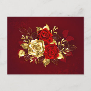 Drei Schmuckstücke Rose Postkarte