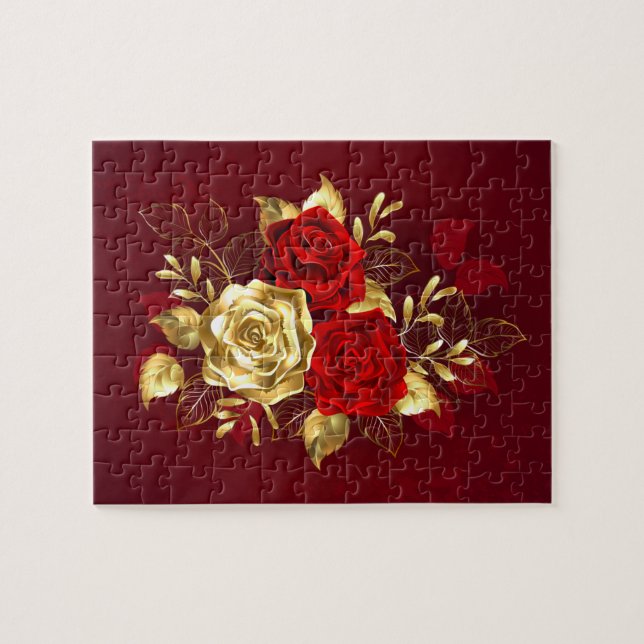 Drei Schmuckstücke Rose Puzzle (Horizontal)