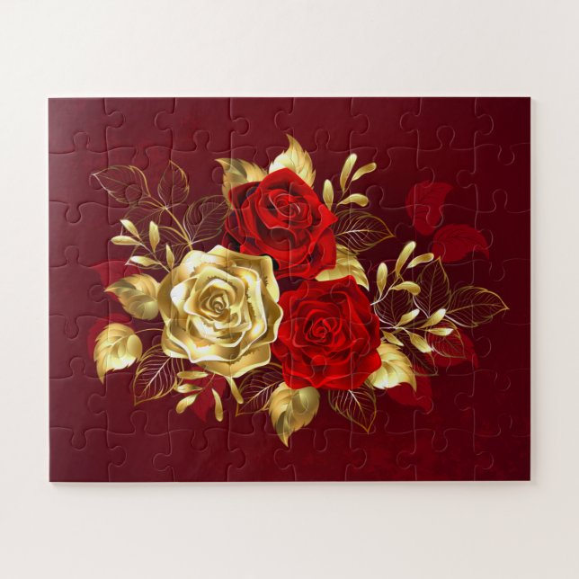 Drei Schmuckstücke Rose Puzzle (Horizontal)