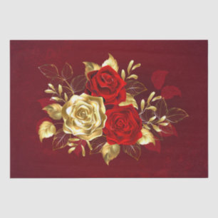 Drei Schmuckstücke Rose Seidenpapier