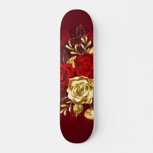 Drei Schmuckstücke Rose Skateboard (Vorne)