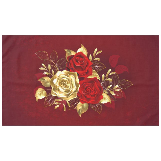 Drei Schmuckstücke Rose Tischdecke (Vorderseite (Horizontal))