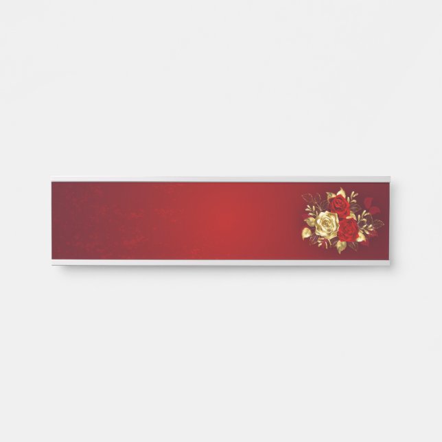 Drei Schmuckstücke Rose Türschild (Vorderseite )