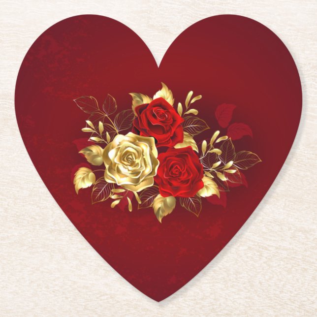 Drei Schmuckstücke Rose Untersetzer (Vorderseite)