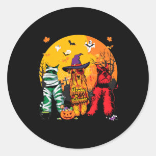 Drei Schnauzer Halloween Vollmond Runder Aufkleber