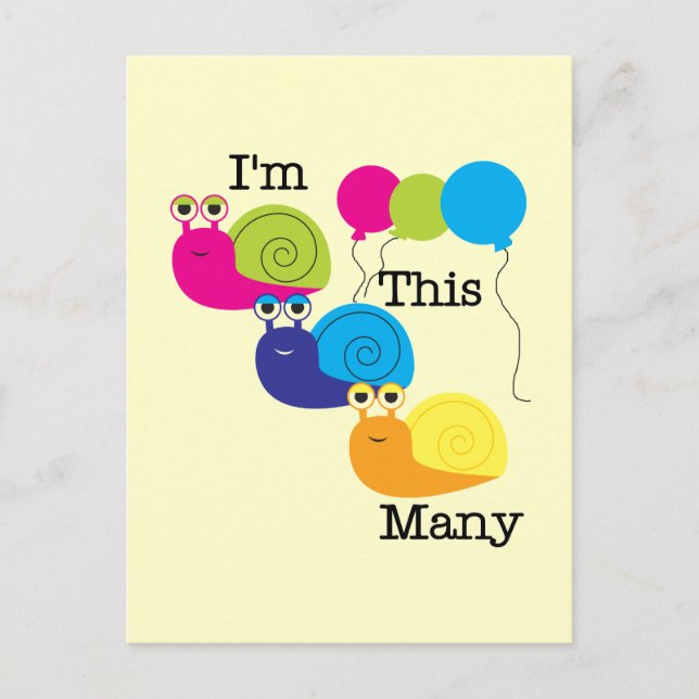 Drei Schnecken Ich bin so viele Hemden und Geschen Postkarte (Vorderseite)