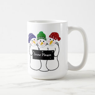 Drei Schneemänner mit Schneeschild Tasse