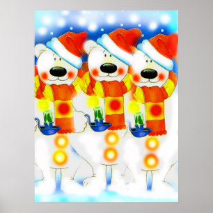 Drei Schneemänner zu Weihnachten Poster