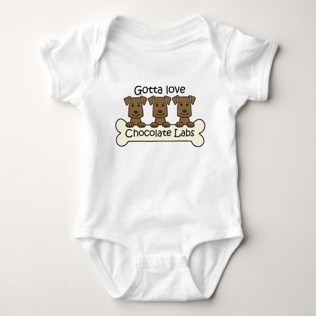 Drei Schokoladen-Labradore Baby Strampler (Vorderseite)