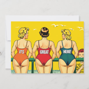 Drei schöne Frauen im Bikini an einem Strand, Lust Save The Date
