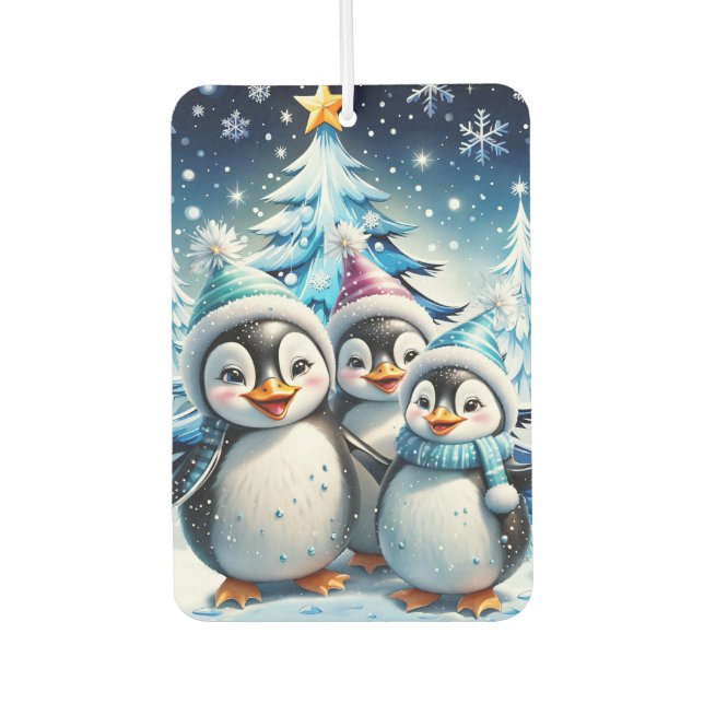 Drei schöne Pinguine Autolufterfrischer (Vorderseite)
