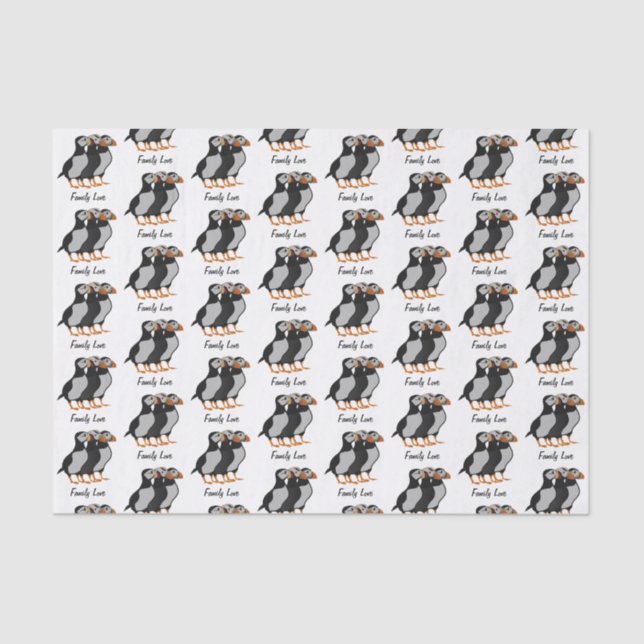 Drei schöne Puffin Stehender Cartoon Seidenpapier (Vorderseite)