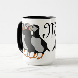 Drei schöne Puffin Stehender Cartoon Tasse