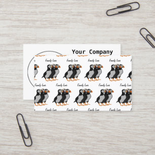 Drei schöne Puffin Stehender Cartoon Visitenkarte