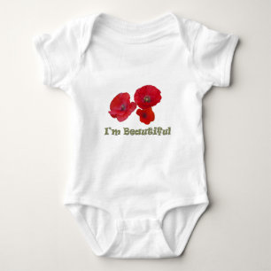 Drei schöne rote Mohnblumen Baby Strampler