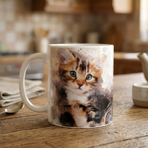 Drei schöne und niedliche Kätzchen Aquarell Kaffeetasse