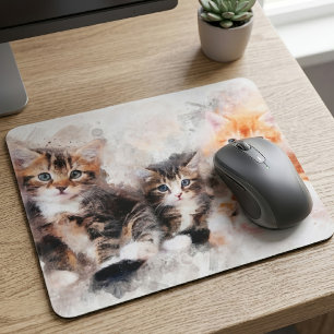 Drei schöne und niedliche Kätzchen Aquarell Mousepad