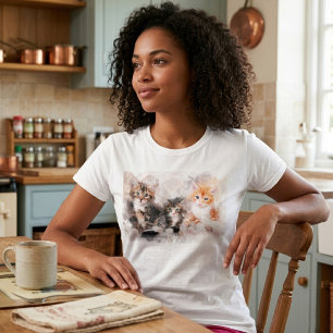 Drei schöne und süße Kätzchen Aquarell T-Shirt
