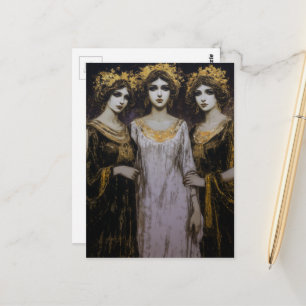Drei schöne Vintage-Frauen mit Gold Postkarte