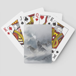 Drei schöne Wölfe im Winter-Schnee Spielkarten