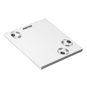 drei schwarz-graue Fußballbälle personalisiert Notizblock