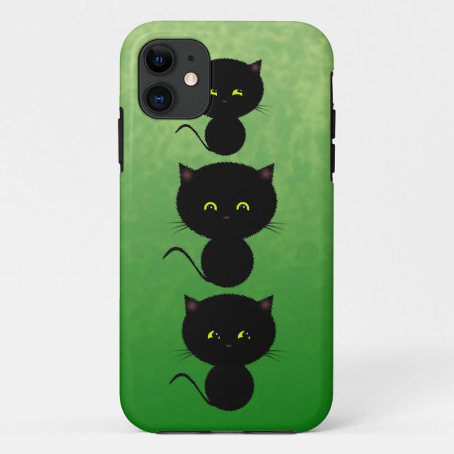 Drei schwarze Katzen auf Grün Case-Mate iPhone Hülle (Rückseite)