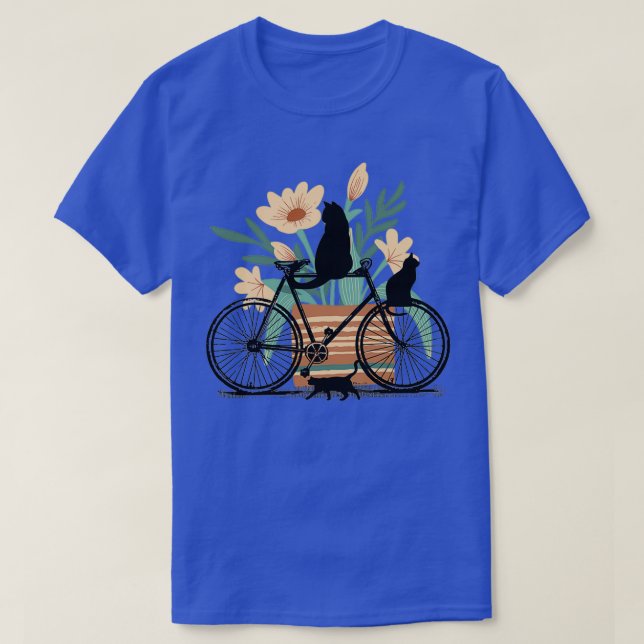 Drei schwarze Katzen, ein Fahrrad und ein Pot mit  T-Shirt (Design vorne)