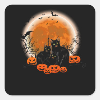 Drei schwarze Katzen - Halloween Quadratischer Aufkleber