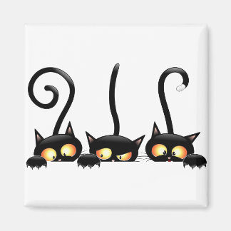 Drei schwarze Katzen Magnet