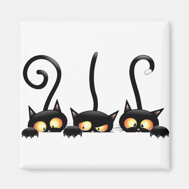 Drei schwarze Katzen Magnet (Vorne)