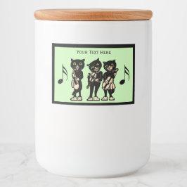 Drei schwarze Katzen spielen Musikinstrumente Lebensmitteletikett