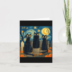 Drei schwarze Katzen Starry Night Van Gogh Kürbiss Karte