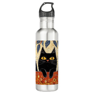 Drei schwarze Katzen Wasserflasche Edelstahlflasche