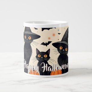 Drei schwarze Katzen zu Halloween Jumbo-Tasse