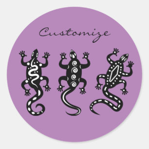 Drei schwarze Lizards Thunder_Cove Südwest Style Runder Aufkleber