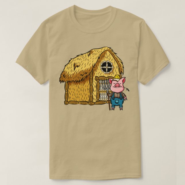 Drei Schweine Straw House Lazy Halloween Kostüm T-Shirt (Design vorne)
